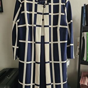 Danny & Nicole Navy and White Grid Dress